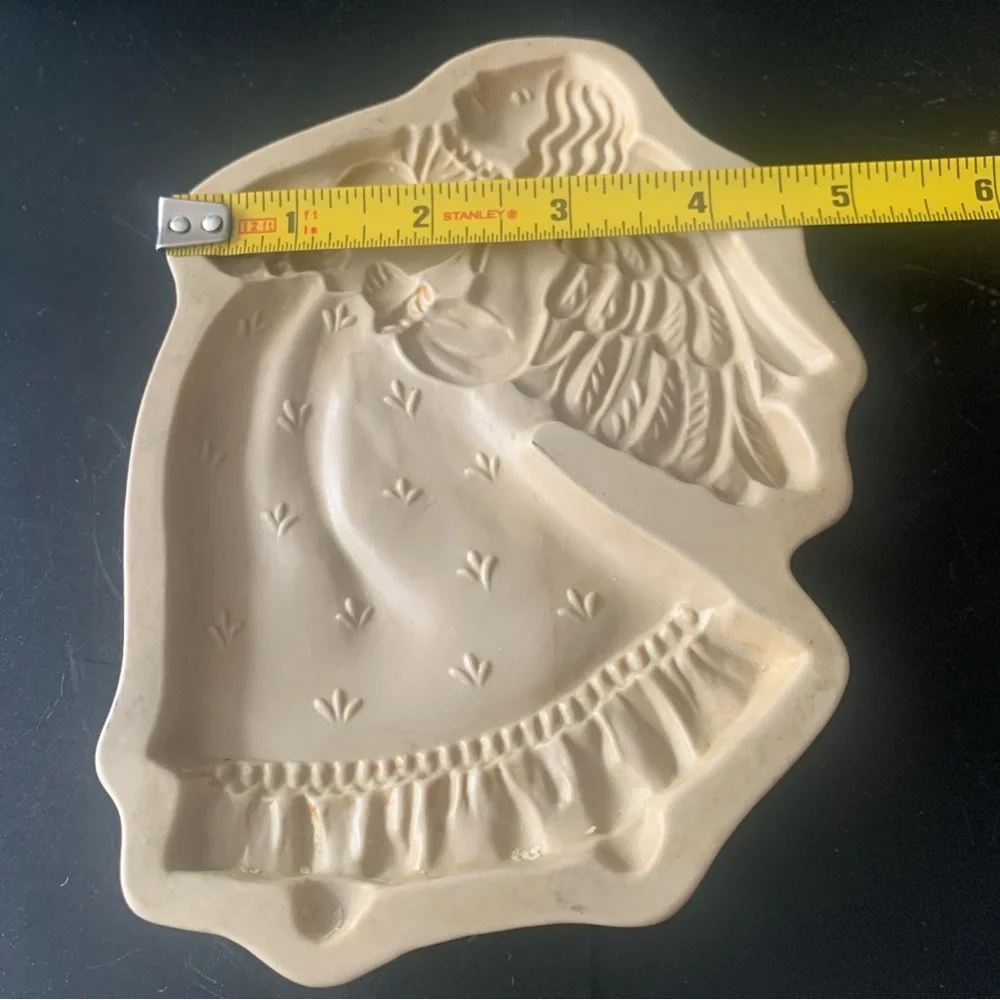Vintage Brown Bag Cookie Art Stoneware 1987 Hill Design Craft Mold Singing Angel